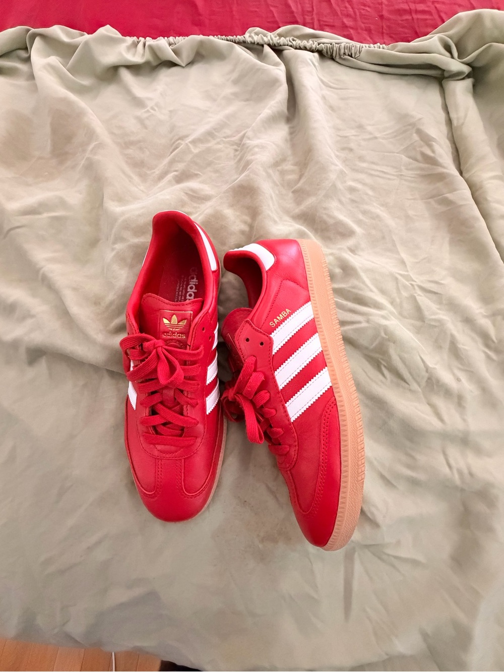 Adidas “UNISEX” Red Samba Sneakers with White Stripes - Picture 3 of 9